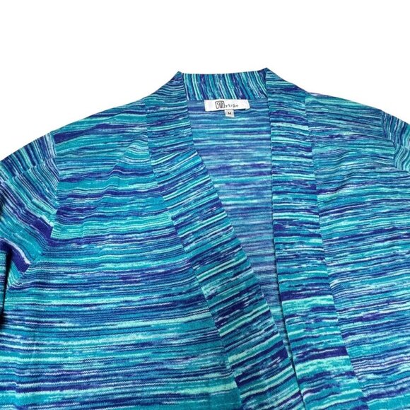 NWOT My Tribe Long Open Front Cardigan Sz.M Turquoise Blue Preppy Coastal - Picture 9 of 11